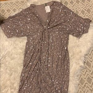 Lavender ASOS Curve sequin knot kimono dress NWT